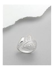 Leaf CZ Ring In 92.5 Sterling Silver