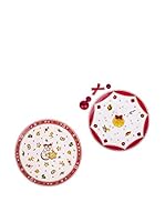 ZZZ_Merry Christmas Set Piatto Panettone 2 Pz. Blanco/Rojo