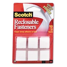 Scotch RF7120X - Reclosable Hook and Loop Fastener Squares, 7/8 Wide, White, 24 Sets/Pack-MMMRF7120X