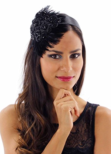 Gatsby Glamour Beaded and Feathered Headband