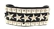 2 Rows of Pryamid Shaped Studs and 1 Row of Stars Leather Wrist Band Bracelet