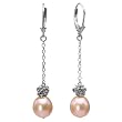 Isabella Rose 9-10mm Pearl Dangle Silver Earrings, Peach Pink Isabella Rose 9-10mm Pearl Dangle Silver Earrings, Peach Pink