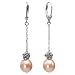 Isabella Rose 9-10mm Pearl Dangle Silver Earrings, Peach Pink