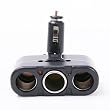 Black 12V Triple Power Adapter for Vehicles