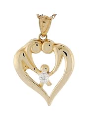 14k Gold Father Mother Child Family Love Diamond Charm