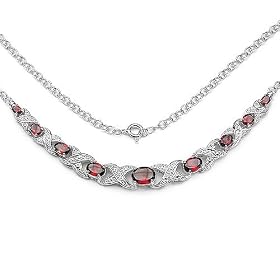 Exotic 6.30 Carat Genuine Garnet Ovals and Diamond XO Style Sterling Silver... by