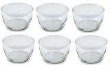 Set of 6 Small Storage Soup Serving Glass Bowl Container with Plastic Lid