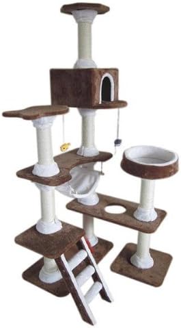 Catland Cat Tree w/Hammock, Pedestal, Hiding Box, Scratching Posts and Hanging Toy Fish, QQ80048
