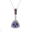 Necklace With 2.30ctw Precious Stones - Genuine Amethyst, Clean Diamonds and Garnets Beautifully Crafted in 14K White Gold Length 18in