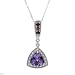 Necklace With 2.30ctw Precious Stones - Genuine Amethyst, Clean Diamonds and Garnets Beautifully Crafted in 14K White Gold Length 18in