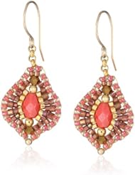 Miguel Ases Small Raspberry Quartz Lotus Drop Earrings