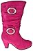 Valencia Little Girls Buckle Rhinestone Knee High Dress Boots Fuschia