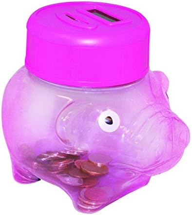 Merchandisely Transparent Pink Digital Electronic Piggy Bank Coin Counter for Kids