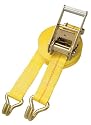 Security Chain Company CC2330 30' Yellow Premium 2" Inline Ratchet Strap with Standard Handle Ratchet with J-Hooks