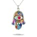 Vibrant Hamsa Necklace to Protect from the Evil Eye #0380