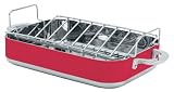 blinQ 14 Inch x 10 Inch Roaster Pan with Rack Berry Red