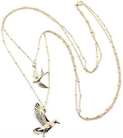 1 PCS Necklace Pendent XL0303 Golden Dual Two Flying Birds Decoration Woman Jewelry Costume Choker Retro Bronze