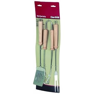Char-Broil 2984181 Deluxe 3-Piece Chrome Barbecue Tool Set by 