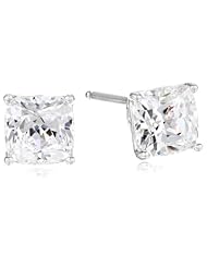 Sterling Silver Swarovski Zirconia 2 cttw Cushion Stud Earrings