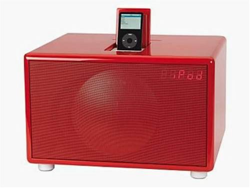 Geneva Lab Sound System Model L Lautsprecher-System für Apple iPod mit integriertem FM-Tuner und CD-Player rot