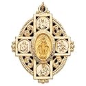 Oval Cross Miraculous Medal 14K Yellow Gold 35X28mm with 18 inch necklace