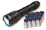 T50E Tenergy Premium Tactical LED Flashlight Cree 7090 XR-E 230 Lumens with 12 propel PTC Protected CR123A Lithium Batteries