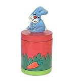 Wood Rabbit Box-Round - Rabbit Colorful Tails - Wooden Round Box -Fair Trade Gifts