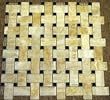 4x4 Sample of Honey Onyx Basketweave Black Dot Polished Mosaic Tiles