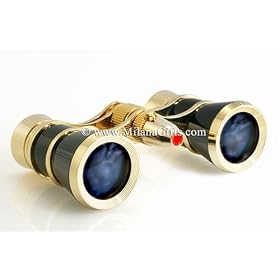 Milana Optics - Opera Glasses - Sonata - With Flashlight - Black Finish with Golden Rings