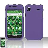Purple Rubberized Snap on Hard Skin Shell Protector Cover Case for Samsung Vibrant T959 + Microfiber Pouch Bag