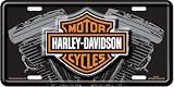 Chroma Decals License Plate Tag Harley-Davidson Bar and Shield w/ V-Twin - Stamped Metal | 1 Frame