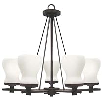 Globe Marina Five-Light Chandelier, Antique Bronze with Opal Globes #61881
