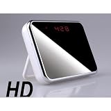 HD Glas / Spiegel Spionage Digitaluhr weiß mit Bewegungssensor (motion detection) * 1280x960 pixel Video mit 5 Mega pixel Kamera * Spy CAM * Spy clock * Spionage * überwachungsanlage * Videos, Bilder, Sounds, Alarm * mit Fernbedinung Infrarot und Akku zum Aufladen Akkubetrieb mit bis zu 24 Stunden aufnahme möglich