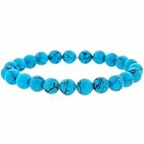 Reconstituted Blue Turquoise Stone 8mm Bead Beaded Stretch Bracelet