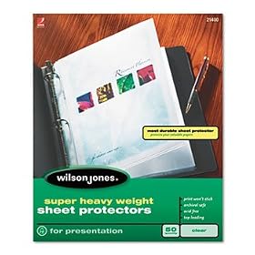 New-Wilson Jones 21401 - Super Heavy Weight Sheet Protector, Non-Glare Finish, Clear, 50/Box - WLJ21401