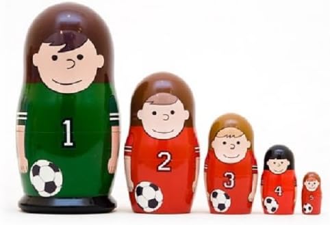 Soccer Counting 5 Piece Russian Wood Nesting Doll