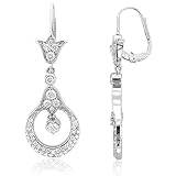 14k White Gold Circle Tulip Drop Diamond Earrings (GH, I, 0.91 carat)