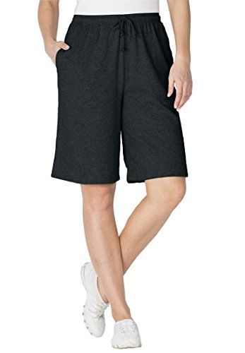 Women's Plus Size Shorts In Soft Sport Knit Heather Charcoal,1X