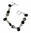 Bracelet - B16 - Handmade Glass & Fire-Polished Beads - Side Drilled Beads - Toggle Closure ~ Black