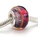 Murano Style Glass Lampwork Bead Fits Pandora Purple with Copper 14mm (1)