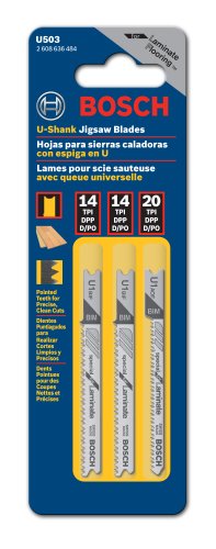 BOSCH U503 3 Piece Bi-Matal U-Shank Laminate Flooring Jig Saw Blade Set