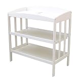LA Baby 3 Shelf Wooden Changing Table, White