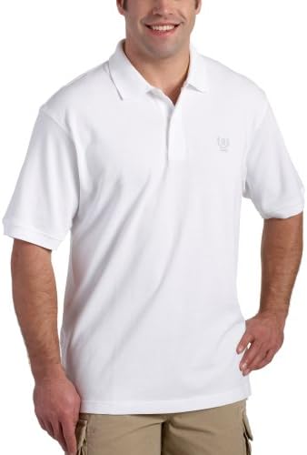 IZOD Men's Short Sleeve Basic Solid Two Button Pique Polo, White, XX-Large