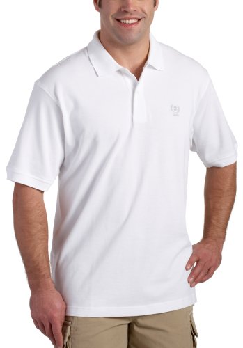 IZOD Men's Short Sleeve Basic Solid Two Button Pique Polo, White, XX-Large