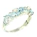 Unusual Solid Sterling Silver Natural Fiery Opal & Aquamarine Eternity Ring - Size 10 - Finger Sizes 5 to 12 Available