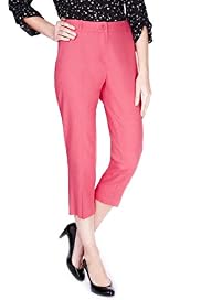 Linen Blend Slim Leg Cropped Trousers