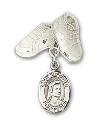 Sterling Silver Baby Badge with St. Elizabeth of Hungary Charm and Baby Boots Pin
