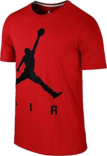 Nike Jordan Jumpman Air Matte Big Logo Basketball Cotton T-Shirt (Red/Black, XL)
