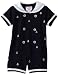Hartstrings Baby-boys Newborn Pique Embroidered Short Sleeve Romper, Navy, 3-6 Months