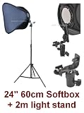 Studio Portable Hot Shoe Flash Softbox Stand Kit for Canon 430EX II, 580EX II, 550EX; NIKON SB-600, SB-800, SB-900, SB-26, SB-27, SB-28, SB-80DX, SB-50DX; NISSIN DI622,DI866,DI466; VIVITAR 285HV, DF383 Speedlight Flash